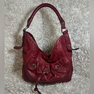 B Makowsky Burgundy Leather Shoulder Handbag
